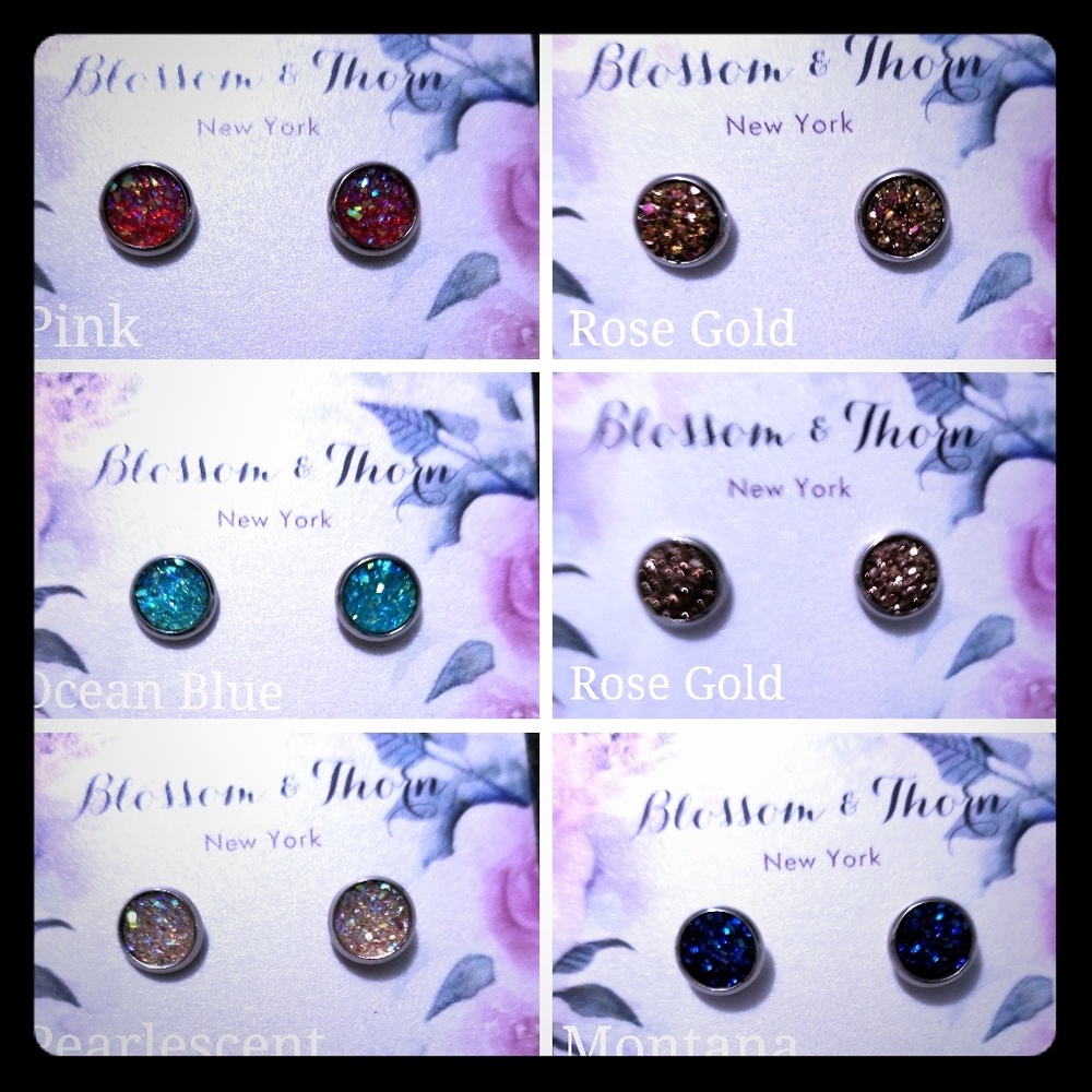 Pearlescent Druzy Surgical Steel post earings